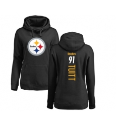 Football Women's Pittsburgh Steelers #91 Stephon Tuitt Black Backer Pullover Hoodie