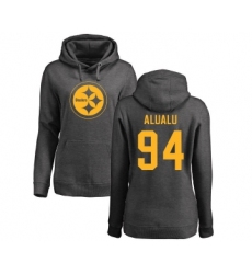 Football Women's Pittsburgh Steelers #94 Tyson Alualu Ash One Color Pullover Hoodie