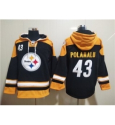 Men's Pittsburgh Steelers #43 Troy Polamalu Black Ageless Must-Have Lace-Up Pullover Hoodie