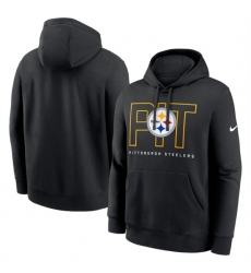 Men's Pittsburgh Steelers Black Busted Play Club Fleece Pullover Hoodie