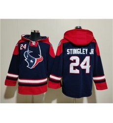 Men's Houston Texans #24 Derek Stingley Jr. Navy Ageless Must-Have Lace-Up Pullover Hoodie