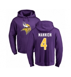 Football Minnesota Vikings #4 Sean Mannion Purple Name & Number Logo Pullover Hoodie