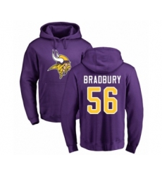 Football Minnesota Vikings #56 Garrett Bradbury Purple Name & Number Logo Pullover Hoodie