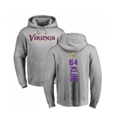 Football Minnesota Vikings #64 Josh Kline Ash Backer Pullover Hoodie