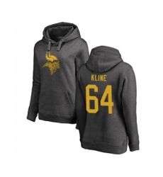Football Women's Minnesota Vikings #64 Josh Kline Ash One Color Pullover Hoodie
