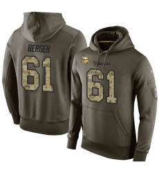NFL Nike Minnesota Vikings #61 Joe Berger Green Salute To Service Men's Pullover Hoodie