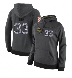 NFL Women's Nike Minnesota Vikings #33 Dalvin Cook Stitched Black Anthracite Salute to Service Player Performance Hoodie