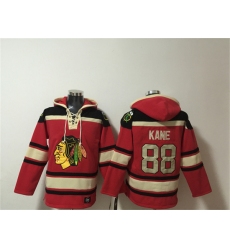 Men's Chicago Blackhawks #88 Patrick Kane Red Lace-Up Pullover Hoodie