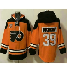 Men's Philadelphia Flyers #39 Matvei Michkov Orange Ageless Must Have Lace Up Pullover Hoodie