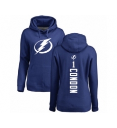 Hockey Women's Tampa Bay Lightning #1 Mike Condon Royal Blue Backer Pullover Hoodie