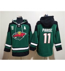 Men's Minnesota Wild #11 Zach Parise Green Ageless Must-Have Lace-Up Pullover Hockey Hoodie