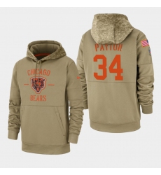 Men's Chicago Bears #34 Walter Payton 2019 Salute to Service Sideline Therma Pullover Hoodie - Tan