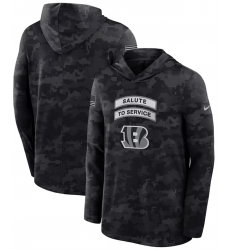 Men's Cincinnati Bengals Black 2026 Salute to Service Sideline Lightweight Dri-FIT Long Sleeve Hoodie