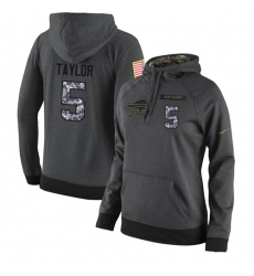 NFL Women's Nike Buffalo Bills #5 Tyrod Taylor Stitched Black Anthracite Salute to Service Player Performance Hoodie