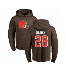 Football Cleveland Browns #28 Phillip Gaines Brown Name & Number Logo Pullover Hoodie