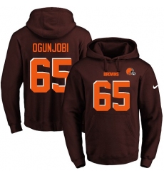 NFL Men's Nike Cleveland Browns #65 Larry Ogunjobi Brown Name & Number Pullover Hoodie