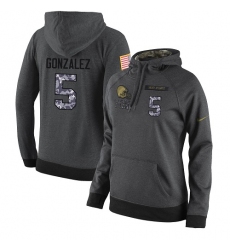 NFL Women's Nike Cleveland Browns #5 Zane Gonzalez Stitched Black Anthracite Salute to Service Player Performance Hoodie