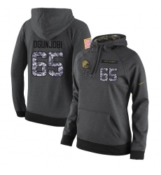 NFL Women's Nike Cleveland Browns #65 Larry Ogunjobi Stitched Black Anthracite Salute to Service Player Performance Hoodie