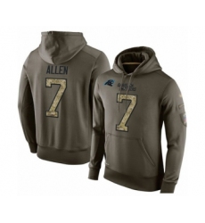 Football Carolina Panthers #7 Kyle Allen Green Salute To Service Men's Pullover Hoodie