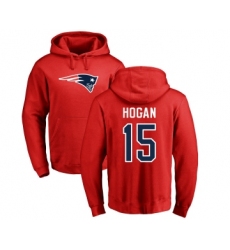 Football New England Patriots #15 Chris Hogan Red Name & Number Logo Pullover Hoodie