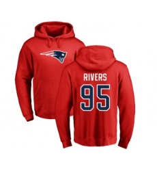 Football New England Patriots #95 Derek Rivers Red Name & Number Logo Pullover Hoodie
