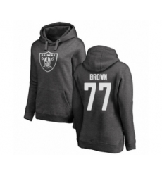 Football Women's Oakland Raiders #77 Trent Brown Ash One Color Pullover Hoodie