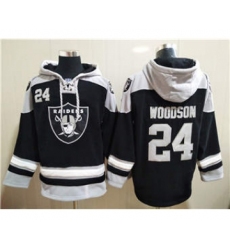 Men's Las Vegas Raiders #24 Charles Woodson Ageless Must-Have Lace-Up Pullover Football Hoodie