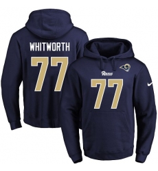 NFL Men's Nike Los Angeles Rams #77 Andrew Whitworth Navy Blue Name & Number Pullover Hoodie
