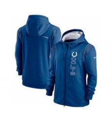 Men's Indianapolis Colts 2021 Royal Sideline Team Performance Full-Zip Hoodie