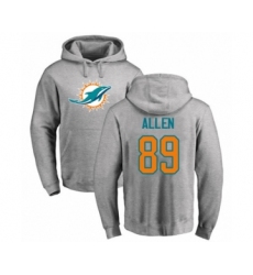 Football Miami Dolphins #89 Dwayne Allen Ash Name & Number Logo Pullover Hoodie