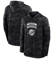 Men's Miami Dolphins Black 2026 Salute to Service Sideline Lightweight Dri-FIT Long Sleeve Hoodie