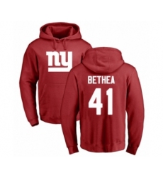 Football New York Giants #41 Antoine Bethea Red Name & Number Logo Pullover Hoodie