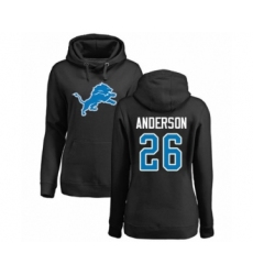 Football Women's Detroit Lions #26 C.J. Anderson Black Name & Number Logo Pullover Hoodie