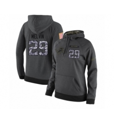 Football Women's Detroit Lions #29 Rashaan Melvin Stitched Black Anthracite Salute to Service Player Performance Hoodie