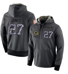 NFL Men's Nike Green Bay Packers #27 Josh Jones Stitched Black Anthracite Salute to Service Player Performance Hoodie