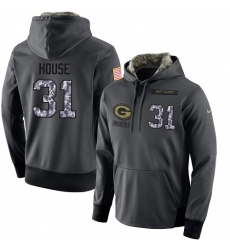 NFL Men's Nike Green Bay Packers #31 Davon House Stitched Black Anthracite Salute to Service Player Performance Hoodie