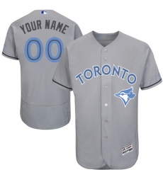 Men's Majestic Toronto Blue Jays Customized Authentic Gray 2016 Father's Day Fashion Flex Base MLB Jersey