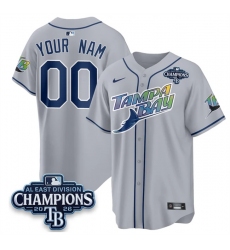 Men's Tampa Bay Rays ACTIVE PLAYER Custom Gray 2026 AL East Champions Patch Limited Stitched Baseball Jersey
