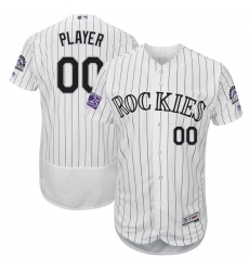 Men's Colorado Rockies Majestic White 25th Season Patch On-Field Flex Base Custom Jersey