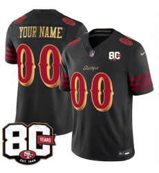 Men's San Francisco 49ers Active Player Custom Black 80th Anniversary Patch “Rivalries” 2026 F.U.S.E. Vapor Untouchable Limited Football Stitched Jersey