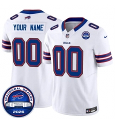 Men's Buffalo Bills Active Player Custom White F.U.S.E. 2026 Inaugural Season at Highmark Stadium Patch Football Stitched Jersey