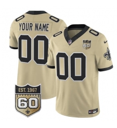 Men's New Orleans Saints Active Player Custom Gold F.U.S.E. 60th Anniversary Patch Vapor Limited Football Stitched Jersey