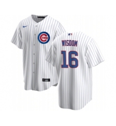 Men's Chicago Cubs #16 Patrick Wisdom White Cool Base Stitched Baseball Jersey