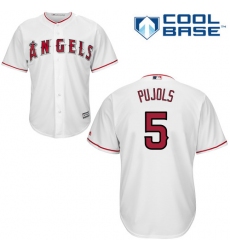 Men's Majestic Los Angeles Angels of Anaheim #5 Albert Pujols Replica White Home Cool Base MLB Jersey