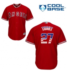 Men's Majestic Los Angeles Angels of Anaheim #27 Mike Trout Authentic Red USA Flag Fashion MLB Jersey