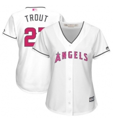 Women's Majestic Los Angeles Angels of Anaheim #27 Mike Trout Authentic White Mother's Day Cool Base MLB Jersey