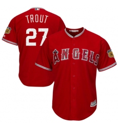 Youth Majestic Los Angeles Angels of Anaheim #27 Mike Trout Authentic Scarlet 2017 Spring Training Cool Base MLB Jersey