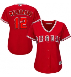 Women's Majestic Los Angeles Angels of Anaheim #12 Martin Maldonado Authentic Red Alternate MLB Jersey