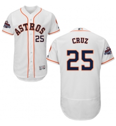 Men's Majestic Houston Astros #25 Jose Cruz Jr. Authentic White Home 2017 World Series Champions Flex Base MLB Jersey