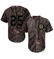 Youth Majestic Houston Astros #25 Jose Cruz Jr. Authentic Camo Realtree Collection Flex Base MLB Jersey